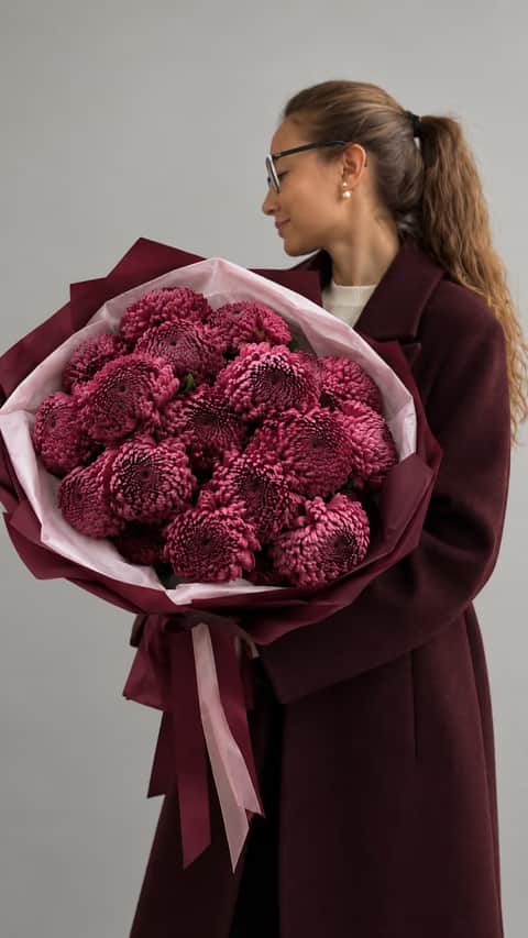 Моно букет “Bigoudi flowers” — Хризантема одноголовая