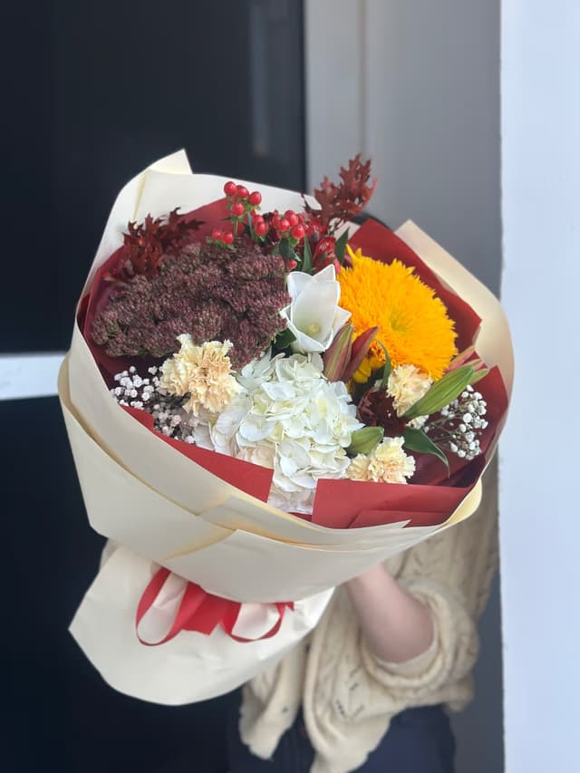 Bright Helmets — Hydrangea, Lily Longiflorum